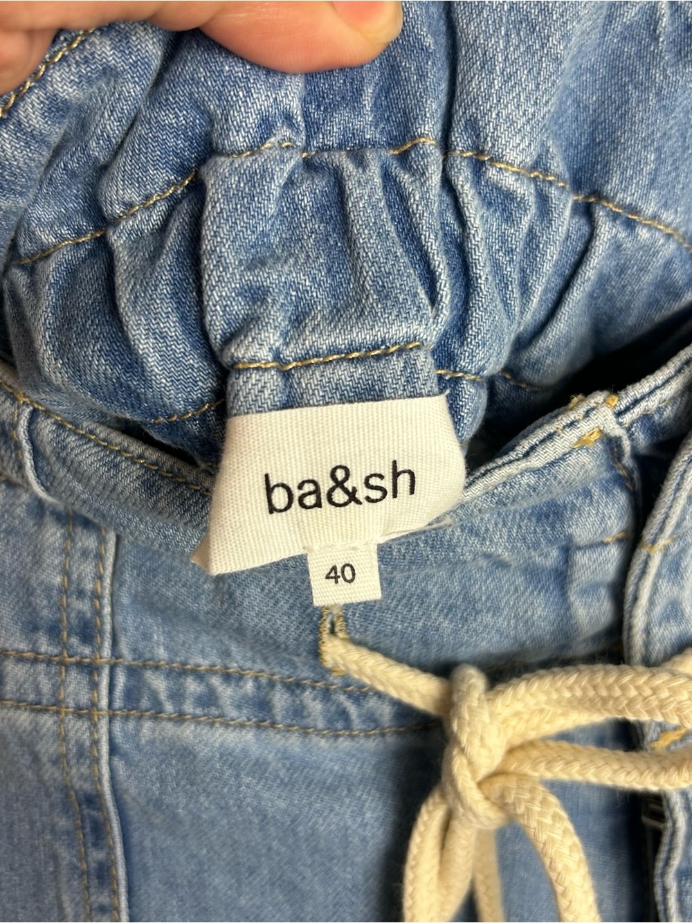 NWT ba&sh Mabo Paperbag High-Waist Denim Shorts Light Wash Organic Cotton 40/L - Picture 8 of 13